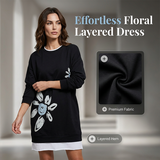 💥 Limited Edition Bloemenjurk 👗 Zachte Mixstof & Trendy Lagenlook | S-5XL ✨