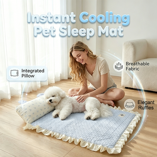 🌞Fris De Lente In Met 50% Korting!🐾Verkoelende Huisdierenmat met Kussen – Ademend Zomerbed voor Kleine Honden en Katten