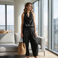 👗 TIJDELIJK 50% KORTING! ✨ Mouwloze Cowlneck Jumpsuit – Halter, Wijde Pijp, Elegant 🍷