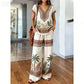 👗 TIJDELIJKE AANBIEDING: 50% KORTING! ✨ Set met bedrukte top en broek voor dames – boho-prints, relaxte pasvorm, perfect voor op vakantie 🌴
