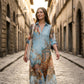 🎁Nieuwe collectie 50% korting💥Elegante maxi-jurk met retroprint | Boho V-hals jurk met knoopjes | Ademende zomerjurk voor strandvakantie