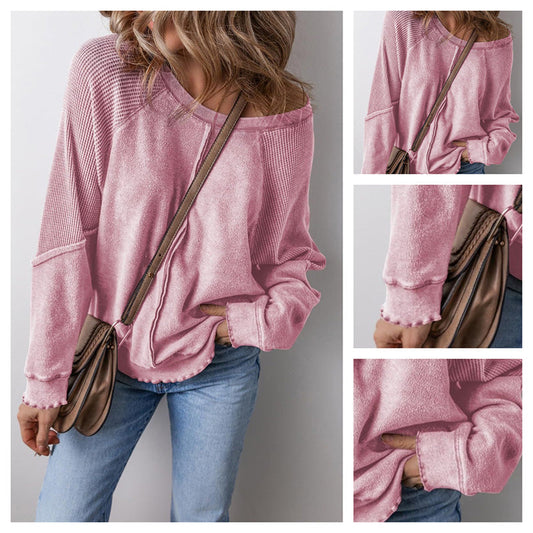 Casual dames-top met ronde hals en lange mouwen