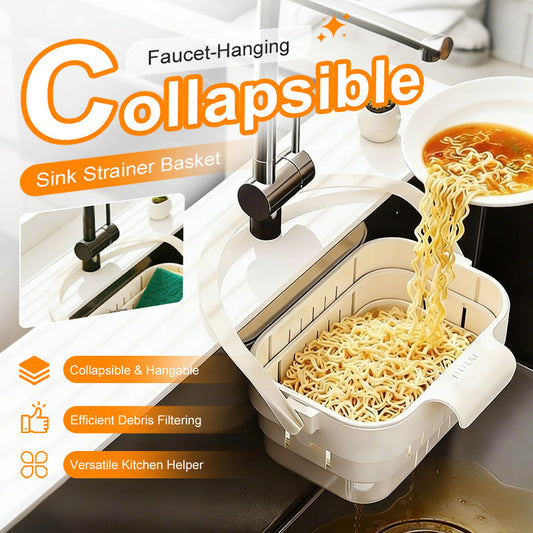 ❄️Zomerfresh 50% Korting!🍜Opvouwbare Gootsteen Zeefmand voor aan de Kraan – Ruimtebesparend, Hygiënisch & Multifunctioneel