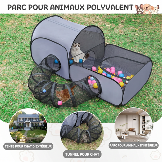 🐱 50% KORTING! 🏠 Veelzijdig kattenhuis met hekwerk – Ademend, wasbaar en opvouwbaar – Perfect als toevluchtsoord, speelplek of kraamhok – knus en praktisch 🐾✨