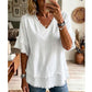 🏖️ZOMERUITVERKOOP 25,98!!💥Meer dan 50.000 verkocht💕Dames boho V-hals T-shirt met gerafelde randen 🌿 – Losse pasvorm, ademende zomertop van zacht katoen👚