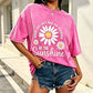 Unisex Vintage Gewassen Madeliefje Print Loose Fit T-Shirt