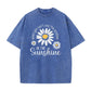 Unisex Vintage Gewassen Madeliefje Print Loose Fit T-Shirt