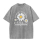 Unisex Vintage Gewassen Madeliefje Print Loose Fit T-Shirt