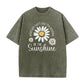 Unisex Vintage Gewassen Madeliefje Print Loose Fit T-Shirt
