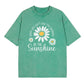 Unisex Vintage Gewassen Madeliefje Print Loose Fit T-Shirt
