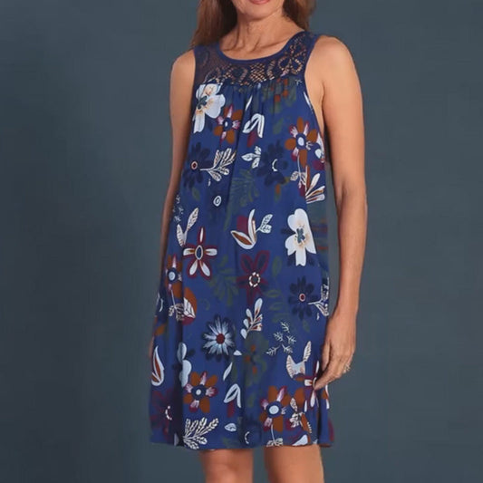 💥【LIMITED TIME 50% OFF】🔥 Mouwloze Print Jurk | Ruime Pasvorm Verbergt Buikje | Kreukvrij & Strijkvrij | Comfortabele Gemengde Stof | Wit/Zwart/Marineblauw/Groen/Fuchsia S-4XL
