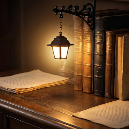 Miniatuur retro straatlantaarn boekensteunlamp