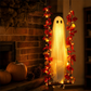 🔥🎁 Nieuw product – 50% korting 🔥Hangende Halloween-spookfiguur op schommel met op afstand bedienbare LED-verlichting en esdoornbladeren