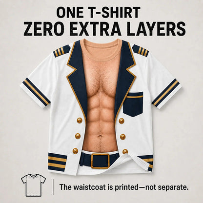 Grappig T-shirt voor heren met print van nepspieren