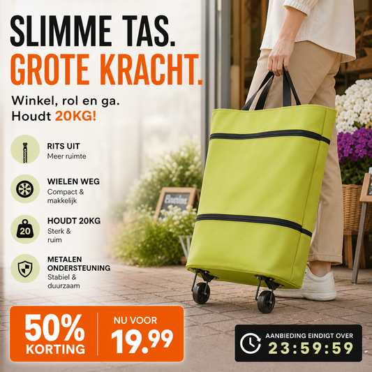 🛍️✨ Convertible shopping tote – hides wheels, holds 20kg, expands with zipper!