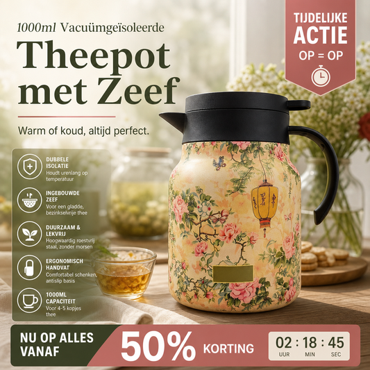 1000ml Vacuümgeïsoleerde Theepot met Zeef