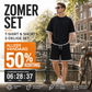 🎉 TIJDELIJK 50% KORTING! 👕 Heren T-shirt en short set van wafelstof – verkoelende stof en comfortabele pasvorm 💙