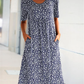 🎁2024 Nieuwjaar Hot Sale🎁 Casual dames jurk met lage hals en bloemen (8 kleuren met zakken)