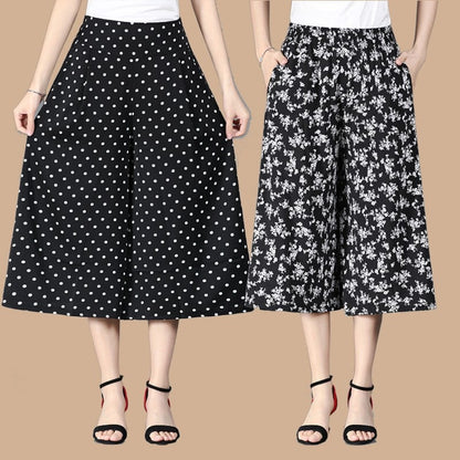 (🎁2024 Nieuwjaar Hete Uitverkoop🎁-49% UIT) Vrouwen hoge elastische taille geplooide chiffon wijde been culottes