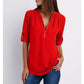 Blouses met losse 3/4 mouwen en ritssluiting in plus size